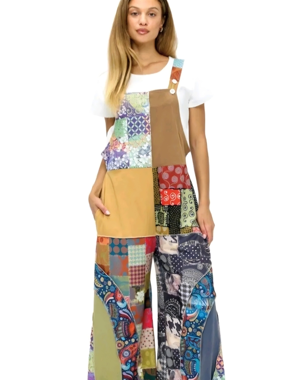 Patchwork Wide-Leg Jumpsuit in Multicolor